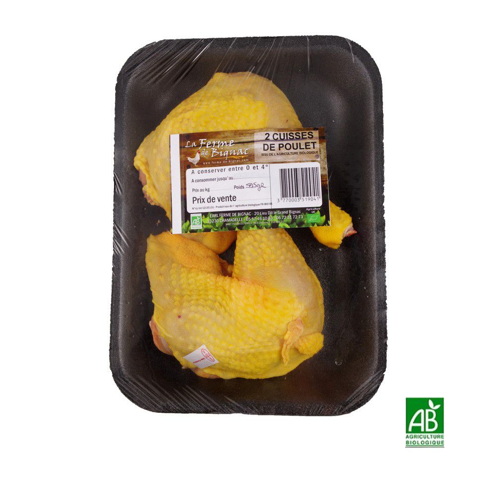 Cuisses complètes poulet Bio (Gironde) - 2 pièces (450 g)