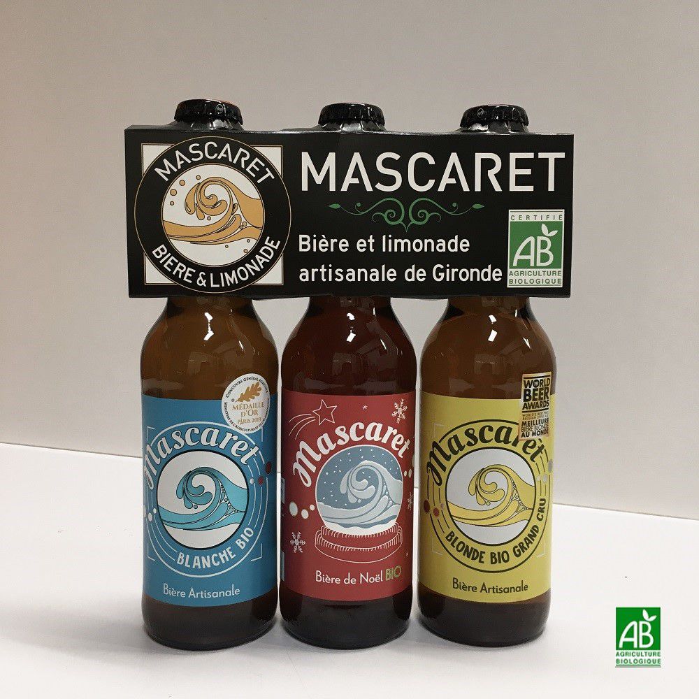 Coffret Bières Bio Mascaret (Gironde)  - Ass complet 3 bouteilles 33cl