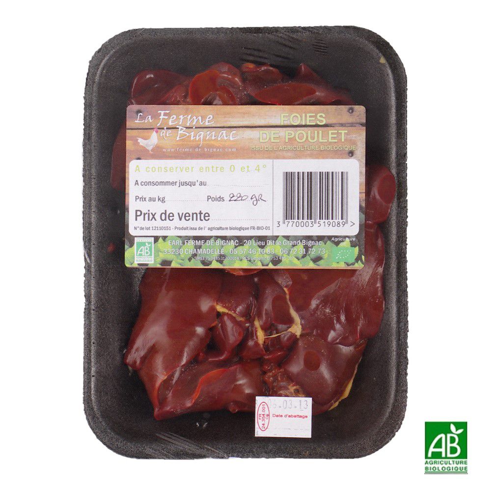 Foies de poulets Bio (Gironde) - 250 g