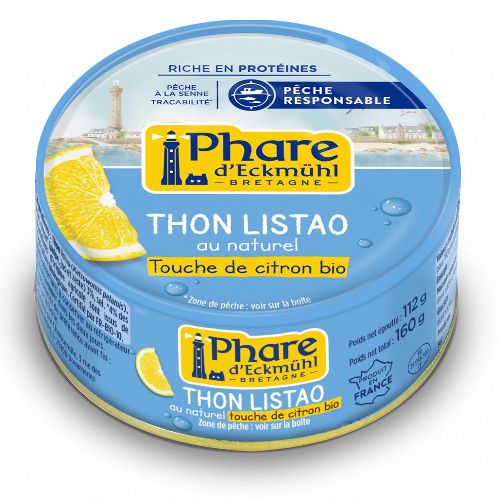 Thon Listao au naturel, touche de citron bio